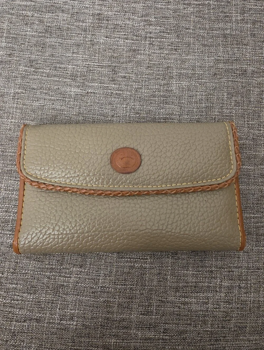 Vintage 90s Dooney & Bourke British Tan All Weather Leather Wallet
